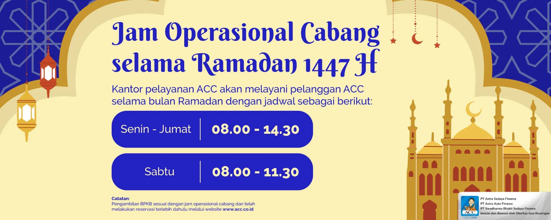 Jam Layanan Cabang ACC Selama Ramadan 1447 H