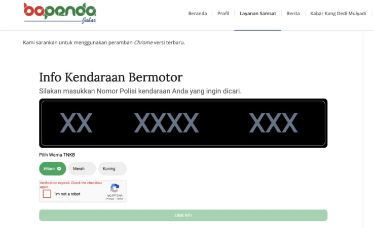 cek pajak kendaraan bekasi