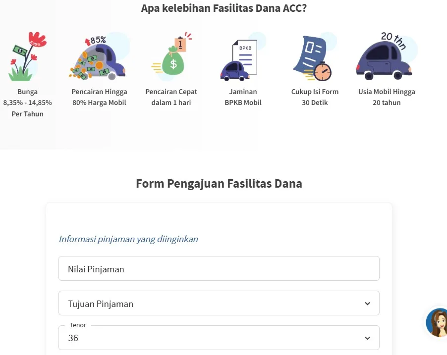 Pinjaman cepat cair di fasilitas dana ACC ONE